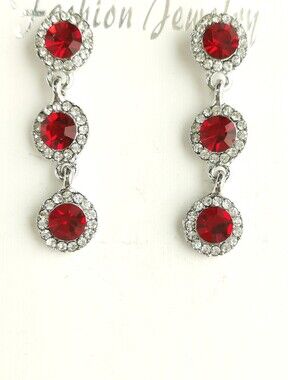 Red and Clear Crystal Earrings Red 🆕